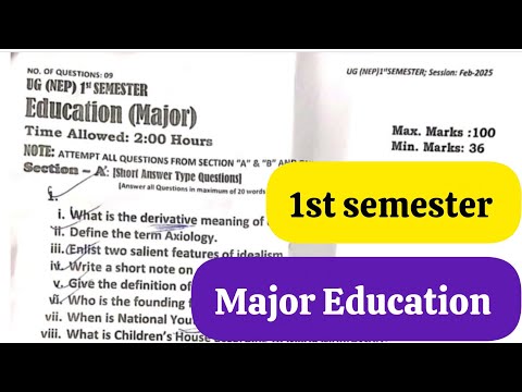 1st semester major education paper kashmir university 1st semester education major paper #education 