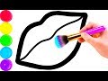 Glitter Toy Lips with Makeup Brush Set coloring and drawing for Kids, Toddlers Кис Кис