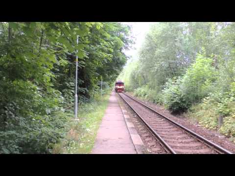 Průjezd ČD 854 035-3 na R 1144 zastávkou Líšný