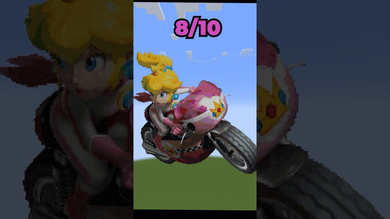 Mario Kart 🏎️ 🔥 Pixel Art in Minecraft #mario #mariokart #mariokarttour #minecraftshorts #peach