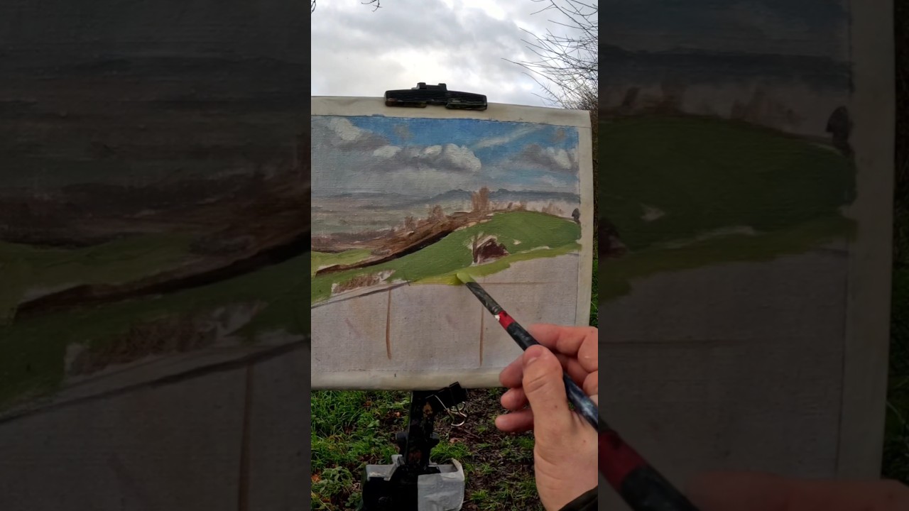 Painting a Winter Landscape in Somerset in Challenging Weather! #pleinair #oilpainting #landscape