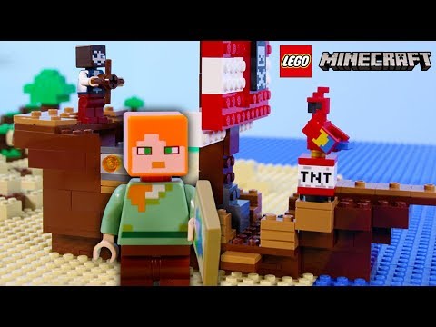 LEGO Minecraft Pirate Ship Build STOP MOTION LEGO Minecraft: Alex's Voyage | LEGO | Billy Bricks