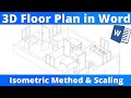 Floor Plan 3D In MS Word Isometric Method