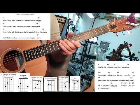 Holly Jolly Christmas COMPLETE Easy Guitar Lesson  -Easy to MED Diff. +CHORD Diagrams + Inversions!