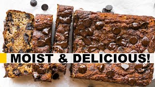 CHOCOLATE CHIP BANANA BREAD with cottage cheese (healthy recipe!)