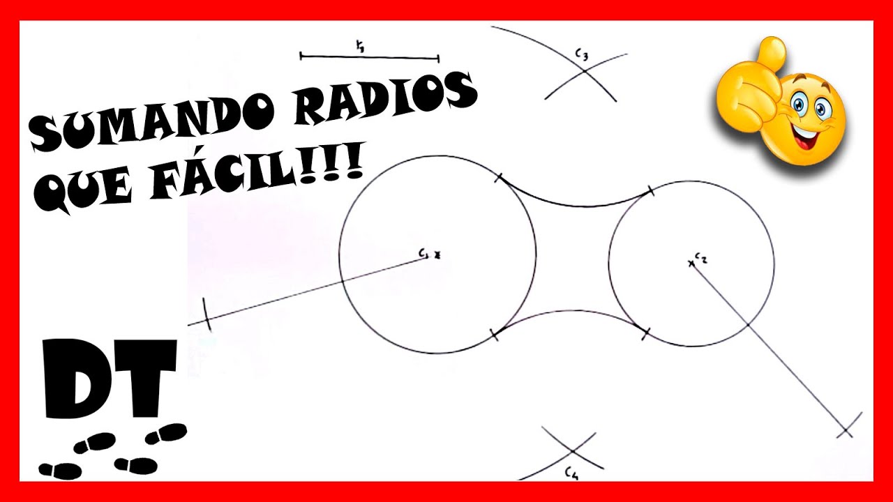 💪 circunferencia TANGENTE a DOS circunferencias dado el radio paso a paso 🏆 dibujo técnico fácil