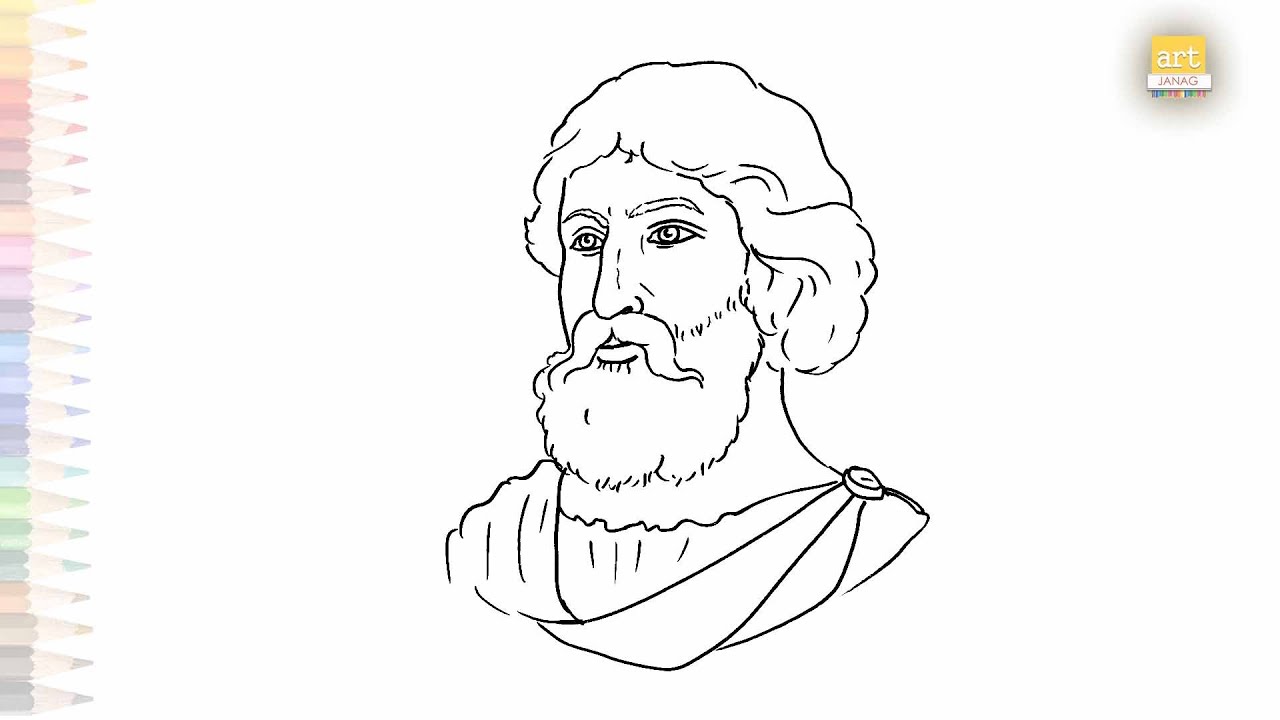 Pythagoras of Samos drawing easy | Portrait sketches| How to draw Pythagoras step by step #artjanag