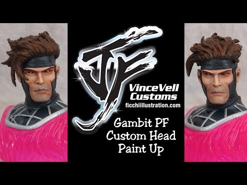 Custom Gambit PF Sideshow Statue Head Paint Ups