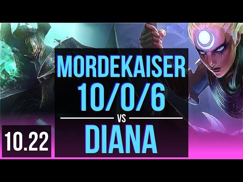 MORDEKAISER vs DIANA (MID) | 10/0/6, 7 solo kills, Legendary | NA Grandmaster | v10.22