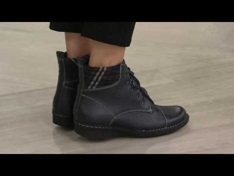 Clarks Leather Ankle Boots with Flannel Detail - Whistle Bea on QVC