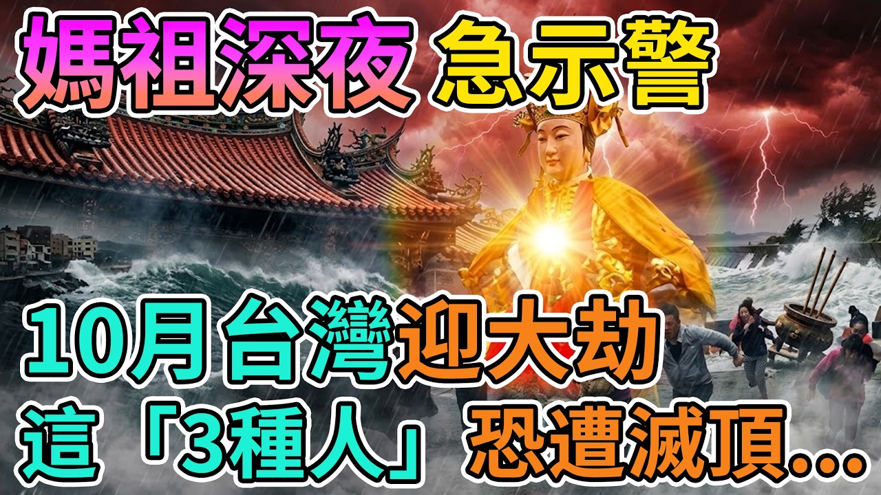 🚨台灣10月過後將面臨驚天劇變？白沙屯媽祖深夜罕見顯靈，這3種人恐將迎來滅頂之災！#媽祖#白沙屯媽祖#台灣預言#10月危機#天機不可洩漏#消災解厄