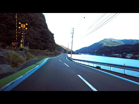 [Cidade de Ozu] Rota 24 da província de Ehime Linha Ozu Nagahama/Uma estrada que corre enquanto se olha para o rio Hijikawa que flui [velocidade dupla] (2020.10.11)