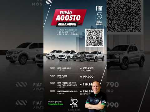 Feirão Agosto Arrasador Fiat: Mobi por R$ 72.490, Toro e Titano com descontos históricos!