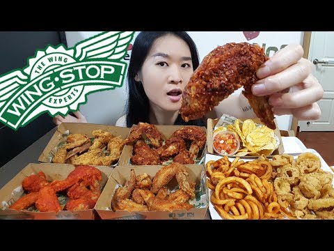 WINGSTOP FEAST! Atomic Spicy Chicken, Texas Buffalo Wings, Onion Rings & Fries | Mukbang Eating Show Video