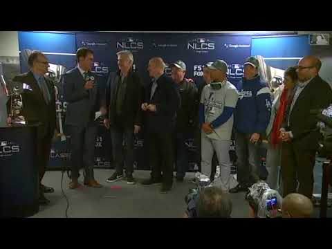 Dodgers Awarded NLCS Trophy | Dodgers vs Brewers NLCS Game 7