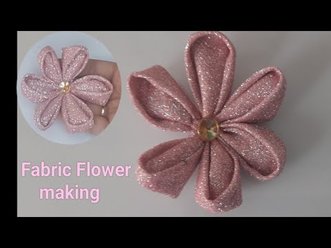Fabric flower |simple and easy Fabric flower making| ojasvicreations| how to make fabric flower