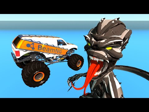 Jumping Machines into the mouth of Giant Alien - BeamNG.Drive
