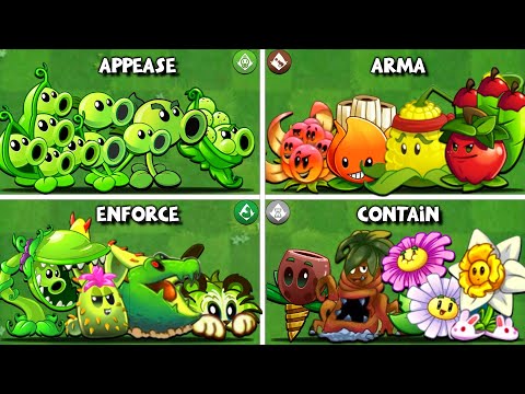 PvZ2 4 Team Family Plants - CONTAIN x ARMA x APPEASE x ENFORCE - Battlez! Who Will Win ?