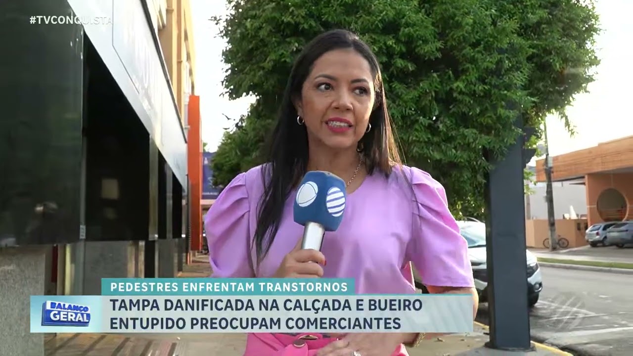 Tampa danificada e bueiro entupido causam transtornos a pedestres em Lucas do Rio Verde