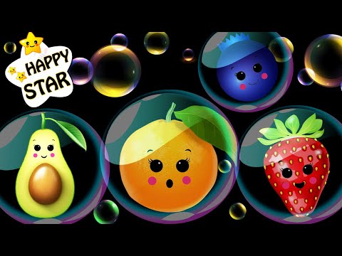 Yummy Fruits Dancing with Bubbles - Baby Sensory Videos - Bubbles Party - Happy Star Dancing