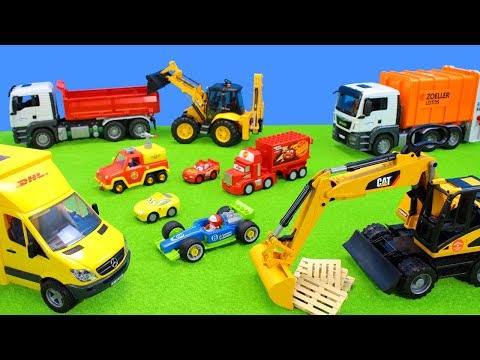 Lego Duplo Ice Cream: Learn Colors and Number Toys & Bruder Excavator, Fireman Sam Trucks for Kids