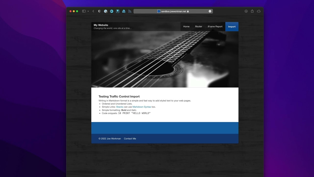 Traffic Control - Importing Pages