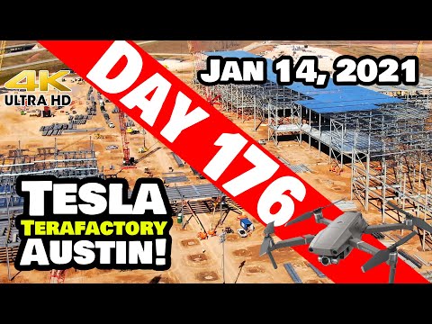 Tesla Gigafactory Austin 4K  Day 176 - 1/14/21- Terafactory Texas - GOING PLAID ON STEEL STRUCTURES!