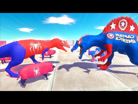 ⚡ SPIDER MAN CARCHA vs CAPTAIN AMERICA SPINOSAURUS DEATH RUN - 🦖 Animal Revolt Battle Simulator 🦕