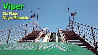 Viper Roller Coaster On Ride  Front Seat POV Six Flags Magic Mountain