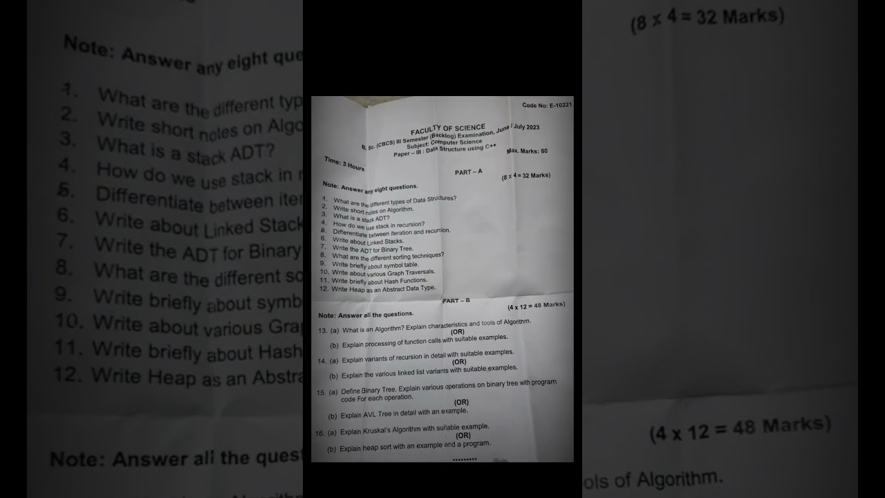 #Bsc 3rd semester computer science data  structure using c++(backlog)2023#bsc#ou#3rdsemesterexam