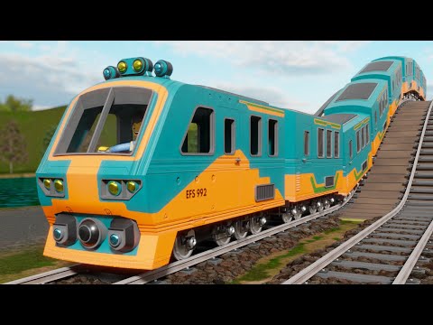Lego Train Accidently Bogie Split cartoon 🚋 - Lego City Movies - Choo choo train kids videos