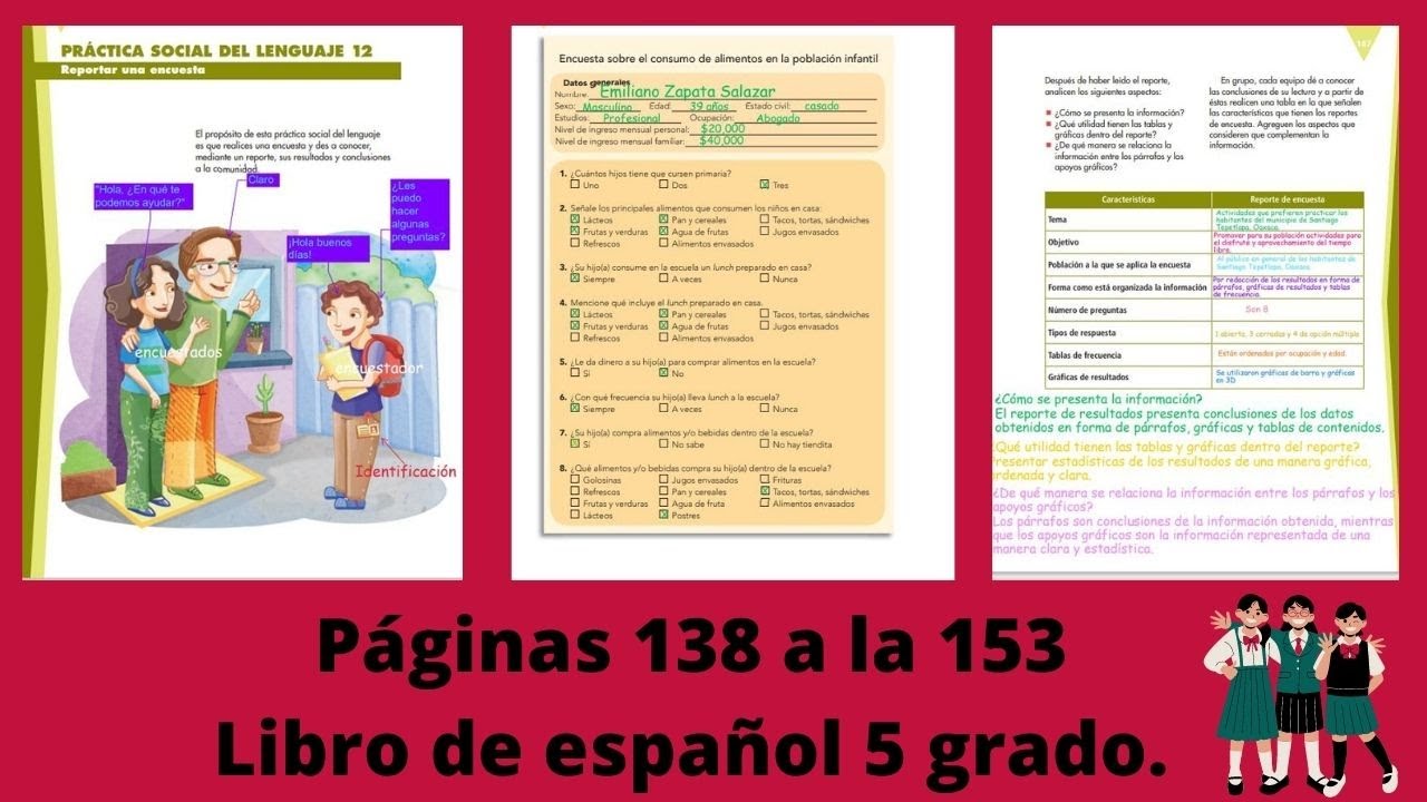 Páginas 138 a la 153 libro de español 5 grado