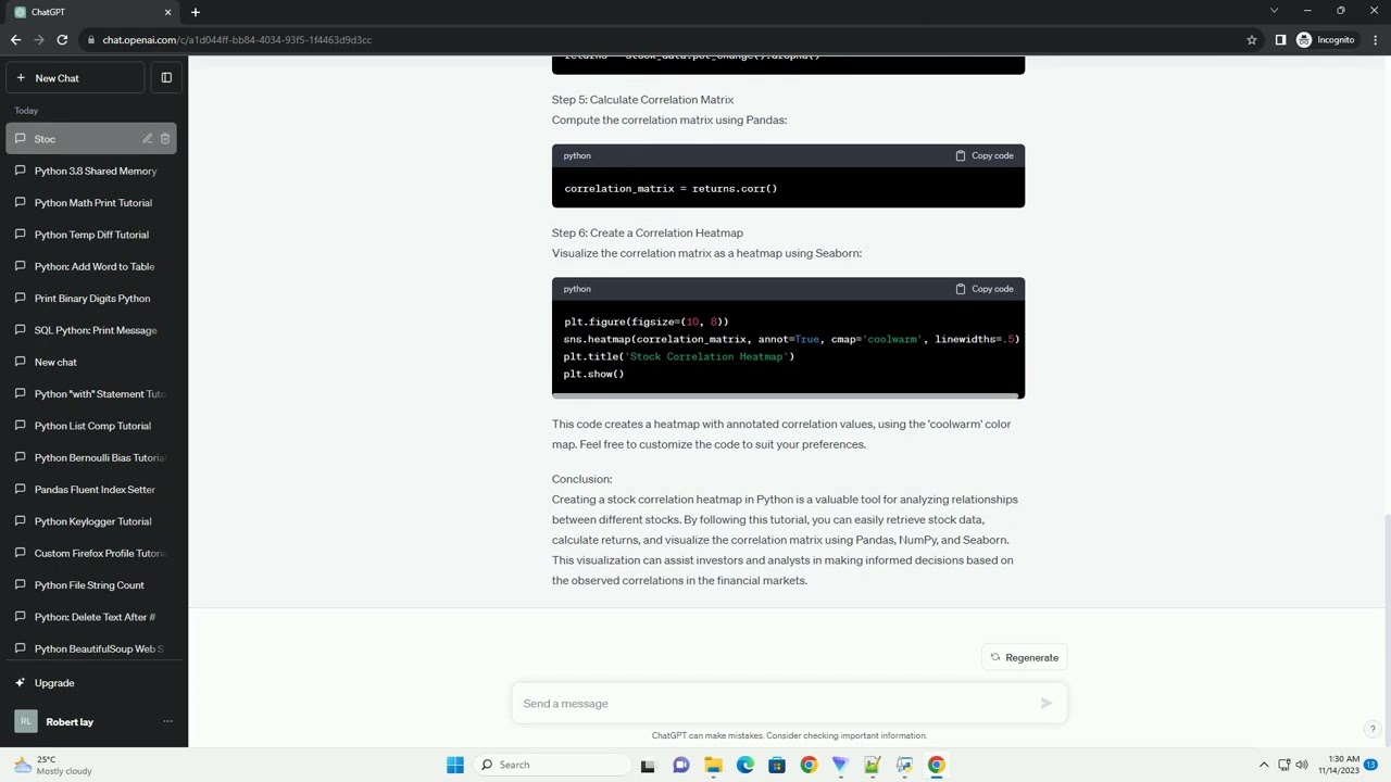Python stock correlation heatmap