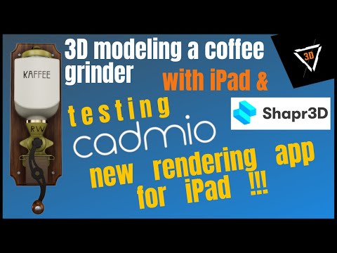 3D modeling a vintage coffee grinder in Shapr3D with iPad | rendering with CADMIO APP #shapr3d