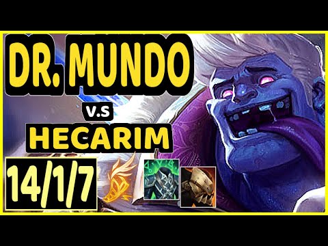 DR. MUNDO vs HECARIM - QUADRAKILL 14/1/7 KDA JUNGLE GAMEPLAY - KR Ranked GRANDMASTER