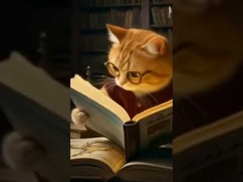 cat reading books #cat #catshorts