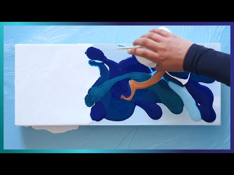 OCEAN 🌊 Acrylic Pour Blowdryer Technique | How to make a Fluid Ocean painting