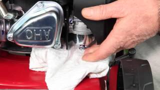 How to drain fuel from a Mountfield engine