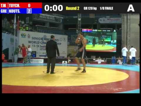 Koutsioumpas Xenofon gegen Tuychiev Morodjan ( Tadjikistan ) 120 kg / greco