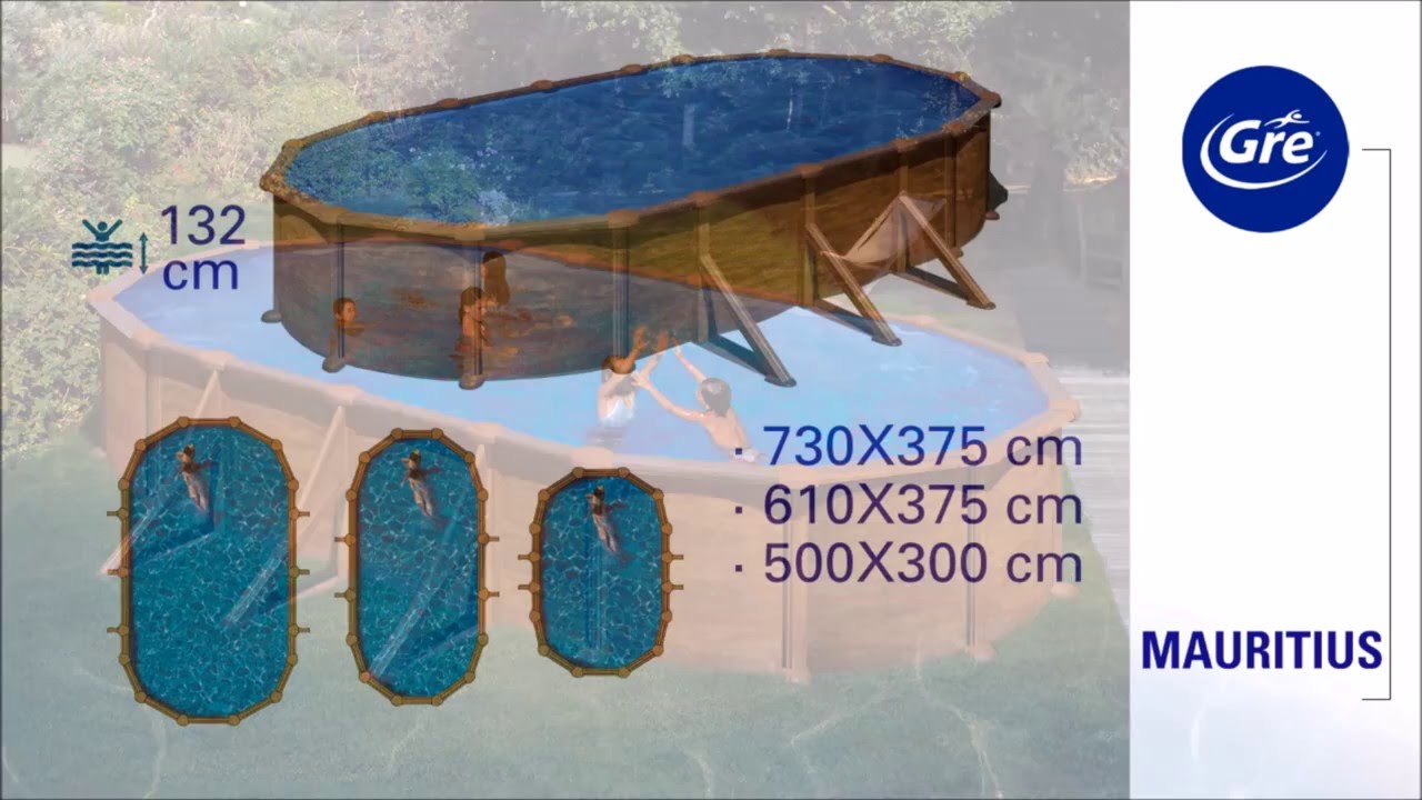 Piscine acier Gré aspect bois Mauritius ovale Piscine acier Gré aspect bois Mauritius ovale