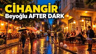 Cihangir Istanbul in the Rain 4K | Beyoğlu Night Walk & Lively Streets