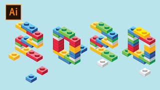 [일러스트레이터 강좌] 레고 블록 아이소메트릭 문자 2020