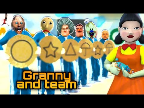 granny and team  play squid game -funny animation