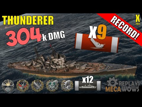 Thunderer 9 Kills & 304k Damage | World of Warships Gameplay