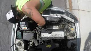 Getting down and Dirty! 03 Hyundai Accent Radiator Replacement