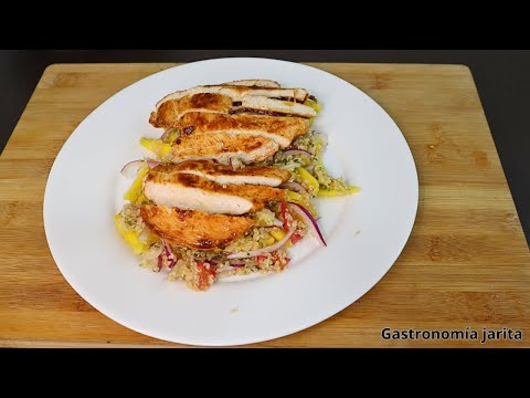 Ensalada de quinoa pollo y mango #recetas #ensaladas #saludable #comida