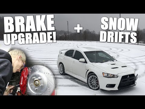 Evo X GETS UPGRADED BRAKES!! +AWD SNOW DRIFTS