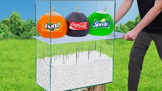 Experiment: Giant Balloons of Coca Cola &amp; Fanta &amp; Sprite VS Mentos
