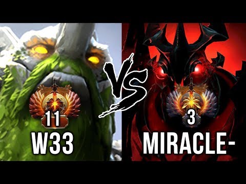 TOP-3 vs TOP-11 Miracle Shadow Fiend vs w33 Tiny EPIC LEGENDS Battle - Dota 2