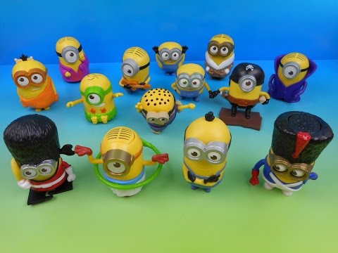 2015 MINIONS MOVIE SET OF 14 McDONALDS HAPPY MEAL COLLECTION TOYS VIDEO REVIEW AUSTRALIAN RELEASE